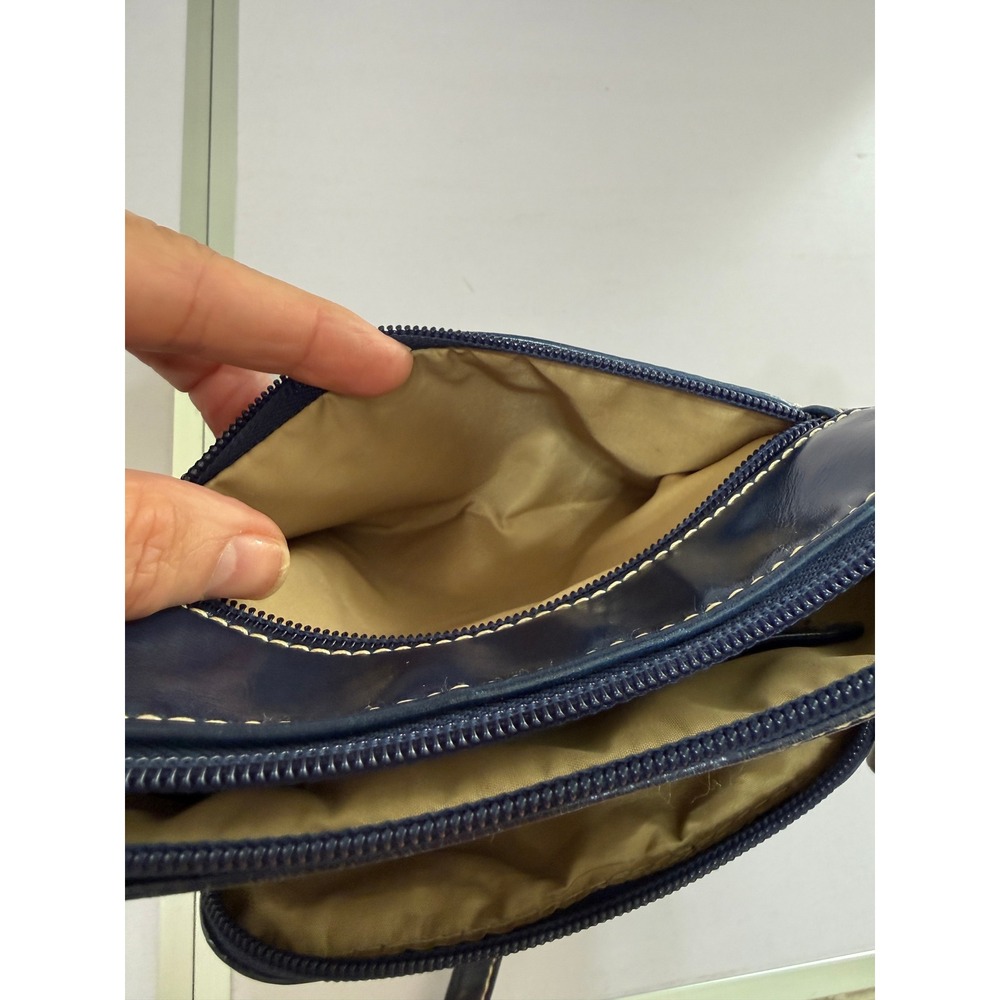Giani Bernini Navy Blue Genuine Leather Crossbody Bag 9x6 Multi Pocket Purse - Picture 14 of 14